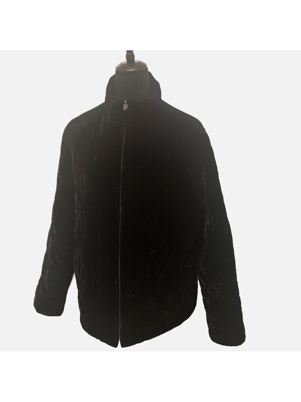 Lauren Ralph Lauren Women’s Quilted Velvet Bomber Jacket Rayon Silk Goth Witchy